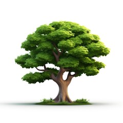 3D Cartoon Tree Isolated on White Background with Clipping Path, Full Depth of Field, and Focus Stacking Generative AI