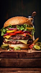 Cheese burger or classic burger photography for a commercial ai, ai generative, illustration
