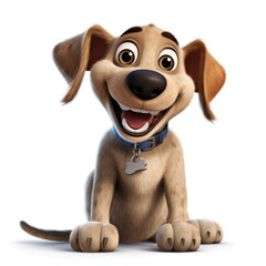 Playful Paws: 3D Cartoon Dog Isolated on White Background with Clipping Path, Full Depth of Field, and Focus Stacking Generative AI