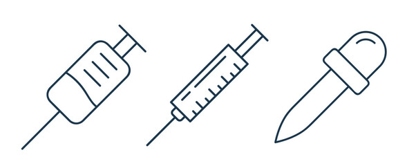 Syringe injection dropper line icon. syringe icon, injection icon, Dropper icon, medical, needle outline vector 