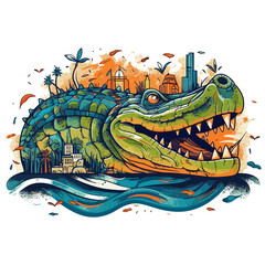 Artistic crocodile water color art