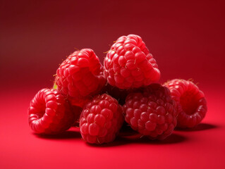 A pile of Raspberries Stacked Together