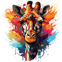 Artistic Giraffe water color art