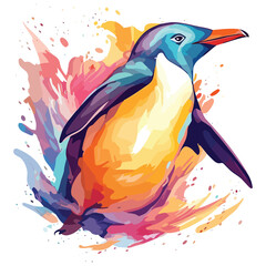 Artistic Penguin water color art