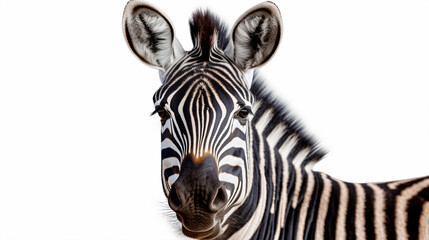 Fototapeta na wymiar Zebra head isolated on a white background with clipping path included.