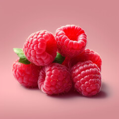 Fresh Raspberries on Solid Background