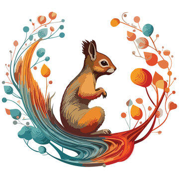 Artistic Squirrel water color art