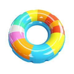 Obraz premium Rainbow colored swimming ring isolated on transparent background, png