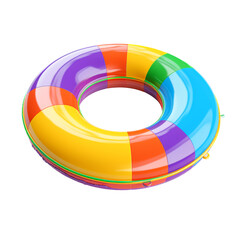 Rainbow colored swimming ring isolated on transparent background, png