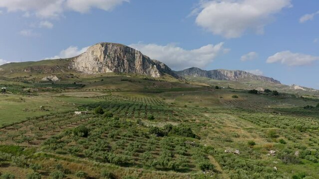 Aerial view of fields in Sciacca Agrigento Sicily Italy