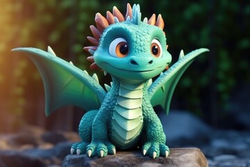 Cute Adorable Cartoon Dragon Generative AI