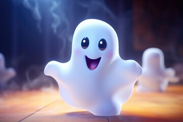 Cute Adorable Cartoon Ghost in Cinematic Shot Generative AI
