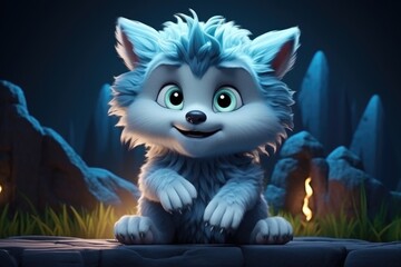 Cute Adorable Cartoon Werewolf in Cinematic Shot Generative AI