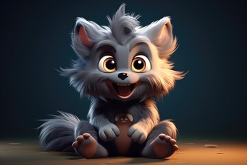 Fototapeta premium Cute Adorable Cartoon Werewolf in Cinematic Shot Generative AI
