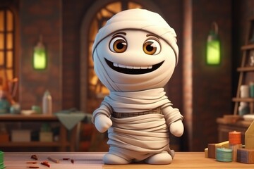 Cute Adorable Cartoon Mummy in Cinematic Shot Generative AI