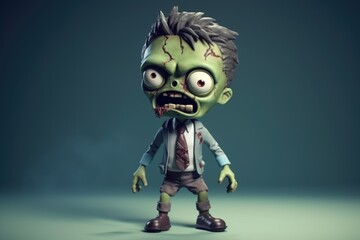 3D Cute Adorable Cartoon Zombie in Cinematic Shot Generative AI