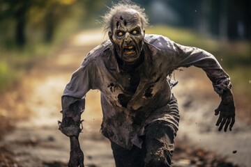 Unlikely Charm: Cute Adorable Cartoon Zombie in Cinematic Shot Generative AI
