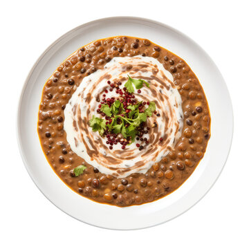 Dal Makhani On White Plate, On Isolated Transparent Background, Png. Generative AI
