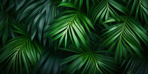Tropische Blätter Hintergrund. Grüne Palmenblätter, Natur Hintergrund mit KI erstellt	