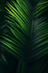 Tropische Blätter Hintergrund. Grüne Palmenblätter, Natur Hintergrund mit KI erstellt	