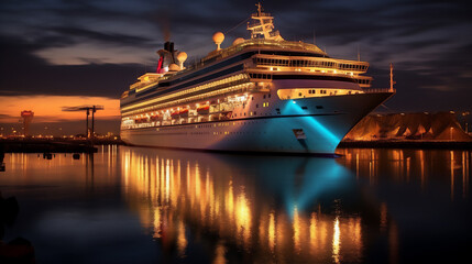 Fototapeta na wymiar Cruise Ship ready to sail. Travel and Leisure Photo. Ai generative.