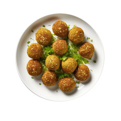 Tameyegyptian Falafel On White Plate, On Isolated Transparent Background, Png. Generative AI