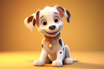 Charming Delight: Cute Adorable 3D Cartoon Dog Brings Joy generative ai