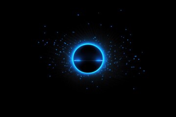 Fototapeta premium Cosmic Radiance: Abstract Generative AI Sci-Fi Artwork of Glowing Blue Circle on Black