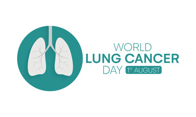World Lung Cancer day, August, World Lung Cancer Day Poster with white cancer awareness ribbon illustration, Important day.