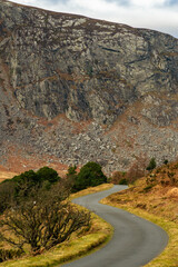 Idyllic vertical view, County Wicklow, Ireland. Mountains, close to Guinness lake and tourists...