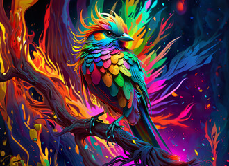 Colorful mayestic bird, illustration - AI generated