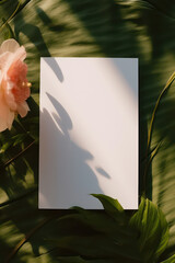 artistic frame canvas mock up in a curated whimsical studio setting with natural light and shadows in an artsy floral setting - ai generative art	