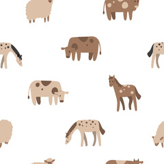 Obraz premium travel seamless pattern, mountain landscape background, road trip digital paper, travel illustration clipart, journey scrapbook paper, people animals vector images flat style, simple forest
