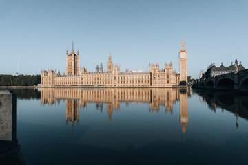 Photo of the entire English Parliament next to Big Ben. Photo taken from the other side of the...