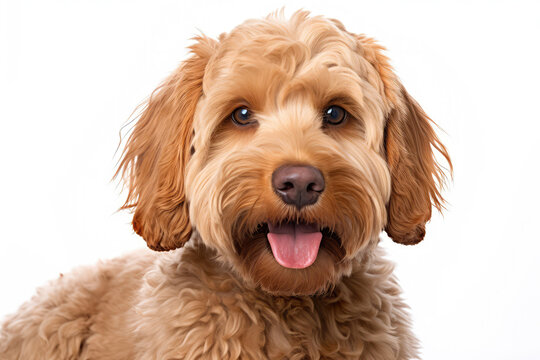 Labradoodle Dog On White Background. Generative AI