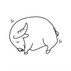 line art illustration of a round buffalo for an icon, logo or sign