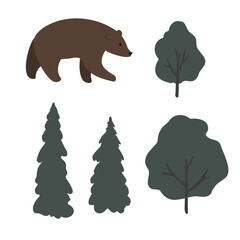 mountain landscape creator clipart, vector travel illustration, road trip clip art, mountain scene images in flat cartoon style, abstract nature, rock forest tourist hiking