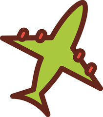 airplane flat icon 3 colors.