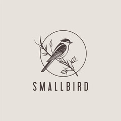 Little Bird silhouette icon symbol, Premium Vintage Bird logo vector illustration template