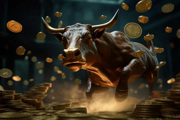 Foto op Plexiglas Bullrun an der Börse, finanzielle Freiheit, ki generiert © Tobias