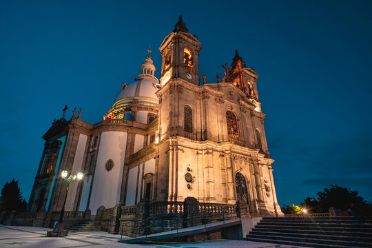 Sancuary of our Lady of Sameiro, at  night. Braga, Portugal Juli 8 2023.