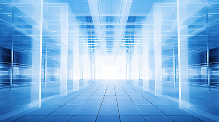 Perspective structure with perfect symmetry blue background