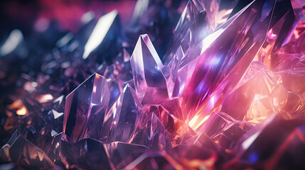 Close up of a purple pink crystals