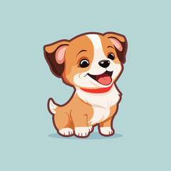 Cute Little dog cartoon mascot vector illustration