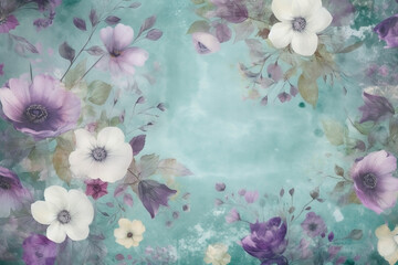 Vintage flowers background. Old wallpaper. Ai generated