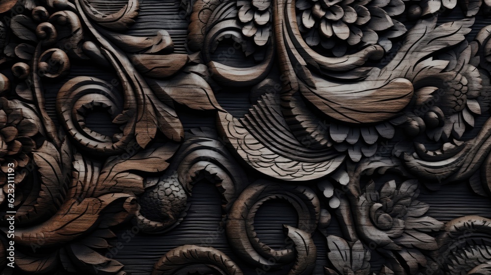 Wall mural Traditional engraved wooden background