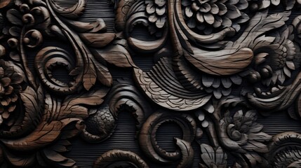 Fototapeta na wymiar Traditional engraved wooden background