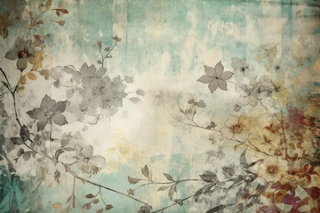 Vintage flowers background. Old floral wallpaper. Ai generated