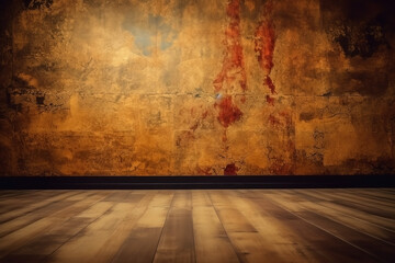 Old grunge wood and stone textured background. Ai generated