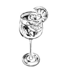 Spritz Hand Drawn Summer Cocktail Drink Vector Illustration